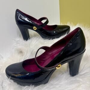 Coach Lilas Black Patent Leather Chunky Mary Jane Shoes  Size 10B whimsigoth
